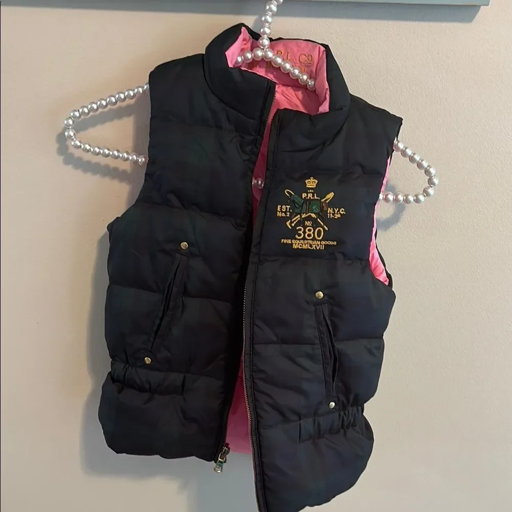 Ralph Lauren Kids Black and Pink Puffer Vest size small